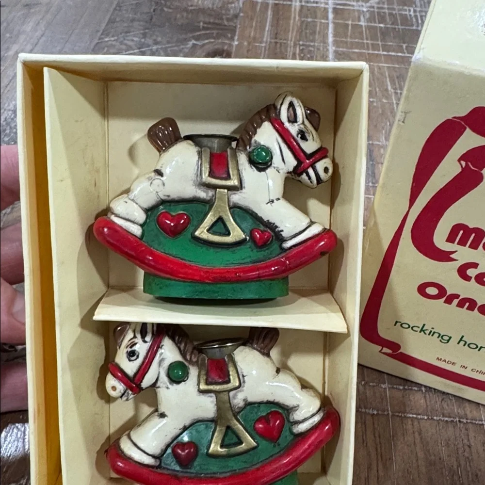Vintage rocking horse candle holders collector‎ ornament, 90’s era